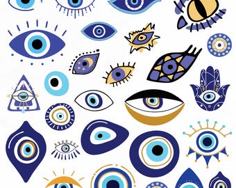 Evil Eye Svg Bundle, Evil Eye Clipart For Cricut, Turkish Eye Silhouette, Evil Eye Protection Vector, Evil Eye Designs, Hamsa Hand Cut Files