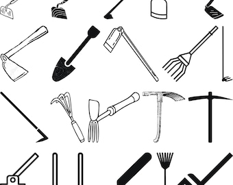 Paquete de Svg de herramientas de jardín, Clipart de herramientas de jardín para Cricut, Silueta de herramientas de jardín, Vector de herramientas de jardín, Calcomanía de herramientas de jardín, Archivos de corte de herramientas.