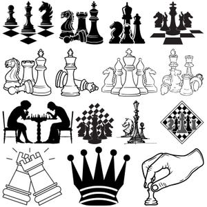 Chess Svg Bundle, Chess Game Clipart For Cricut, Chess Silhouette, Chess Vector, Chess Decal, Chess Cut Files.