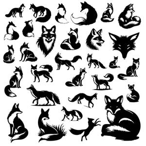 Bundle Svg renard, Clipart renard pour Cricut, Silhouette de renard des bois, vecteur de renard, sticker Animal, fichiers coupés renard.