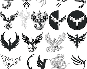Phoenix Svg Bundle, Phoenix Clipart For Cricut, Phoenix Bird Silhouette, Phoenix Vector, Flying Phoenix Decal , Phoenix Cut File.