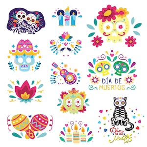 Dia De Los Muertos svg Bundle, Sugar Skull Clipart, Day of the Dead Vector, Dia De Los Muertos Decal, Dia De Los Muertos Cut Files.