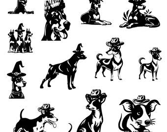 Miniature Pinscher Svg Bundle, Dog Clipart, Dog Vector, Cute Dog Decal, Animal Cut Files, Pet Silhouette.