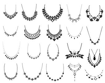 Necklace Svg Bundle, Necklace Vector, Necklace Silhouette, Necklace Svg PNG Eps Dxf, Instant Download, Cutting File, PNG