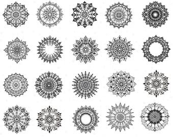 Mandala Vector Designs - Download PNG / SVG Bundle, Detailed Artwork for Cricut & Silhouette, Intricate Patterns, transparent, Lasercut file