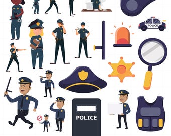 Police Svg Bundle, Police Clipart For Cricut, Police Silhouette, Police Officer Vector, Police Designs, Police Cut Files.