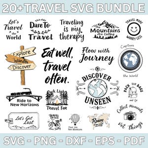 Travel Quotes Svg Bundle, Funny Travel Svg, Traveling Svg, Travel Clipart, Airplane Svg, Vacation Trip, Svg Files For Cricut, Vacation Svg