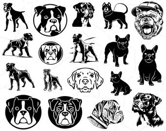 Boxer Dog SVG Bundle, Boxer Dog Designs, Boxer Dog Clipart, Dog Lover Digital Files, Boxer Dog Cut Files for Cricut and Silhouette, Dog Png