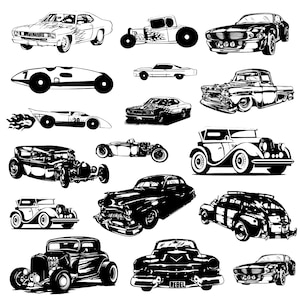 Hot Rod svg Bundle, Hot Rod Clipart, Classic Car Vector, vintage Car Decal, Hot Rod Cut Files, Car Silhouette.