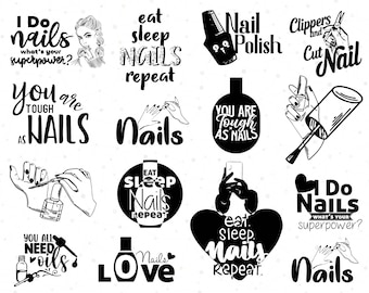 Nail Tech SVG Bundle, Nail Artist SVG Cut File, Nail Polish svg, Girl Hand svg, Nail art Cut file, Nail svg, Love Nails Shirt Print