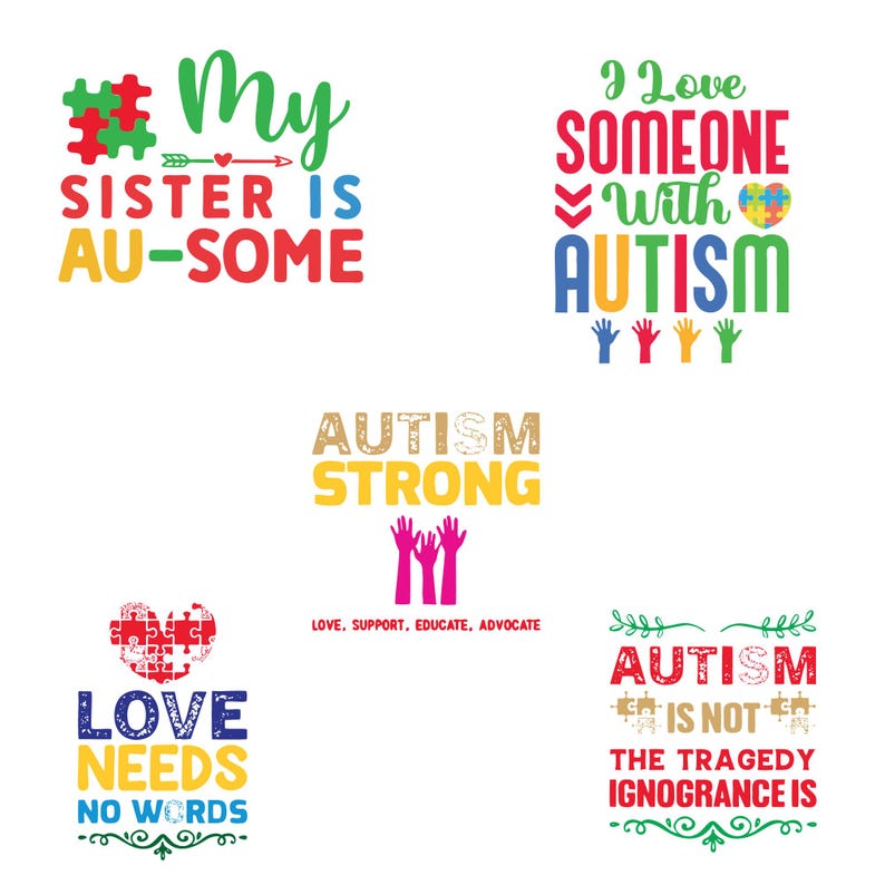 Autism Awareness Svg Bundle, Autism Clipart for Cricut, Autism Quotes ...