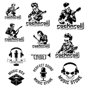 Rock Svg Bundle, Rock Music Clipart, Rock Band Vector, Music Decal, Rock n Roll Cut Files, Band Silhouette.