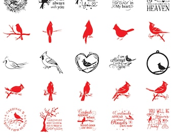 Cardinal Svg Bundle, Cardinal Bird Clipart For Cricut, Bird Silhouette, Cardinal Bird Quotes Vector, Cardinal decal, Cardinal Cut Files.