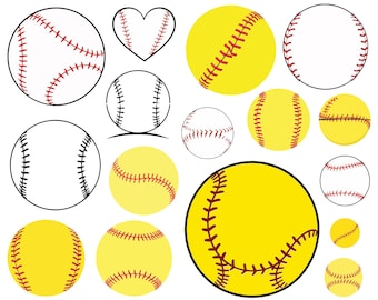 Softball Svg Bundle, Softball Silhouette Cut Files, Softball PNG, Softball Cut File, Softball Ball SVG, Sports Clipart, Digital Download
