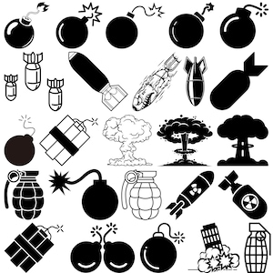 Bomb Svg Bundle, Explosion Clipart For Cricut, Bomb Silhouette, Bomb Vector, Bomb Cut File, Explosion Decal.