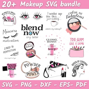Makeup SVG bundle, Makeup Quotes SVG, Cosmetics, Mascara svg, Beauty svg, Lipstick svg, Makeup Artist Shirt, Cut File Cricut, Makeup Bag Svg