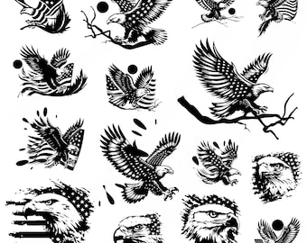 Eagle svg Bundle, Flying Eagle USA Flag Clipart, Eagle png, Patriotic Decal, American flag Cut Files, Eagle Silhouette, Digital Download