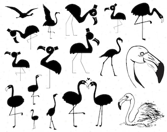 Flamingo SVG-bundel, flamingo clipart, flamingo clipart, tropische vogel SVG, flamingo vector, flamingo gesneden bestanden voor de Cricut, silhouet