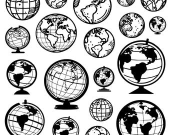 Globe svg Bundle, Globe Clipart, World Globe Vector, Planet  Decal, Globe Cut Files, Globe Silhouette.