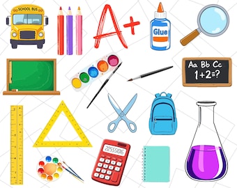 Lehrer Clipart, Schule Clipart, Lehrer SVG-Bundle, Bleistift SVG, Schulbus SVG, Buntstift SVG, Lineal SVG, Stapel Bücher SVG, Cricut