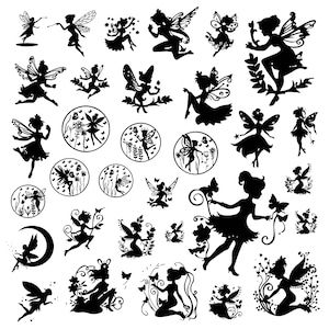 Fairy Svg Bundle, Fairy Clipart For Cricut, Cute Fairy Silhouette, Fairy Vector, Magical Fairy Decal , Fairy Cut Files.
