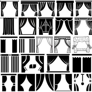 Curtains Svg Bundle, Curtains Clipart For Cricut, Curtains Silhouette, Curtains Vector, Curtains Decal, Curtains Cut Files.