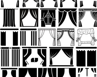 Curtains Svg Bundle, Curtains Clipart For Cricut, Curtains Silhouette, Curtains Vector, Curtains Decal, Curtains Cut Files.