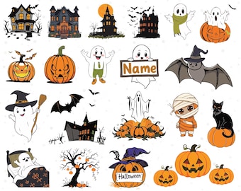 Halloween SVG Bundle, Halloween Clipart, Halloween Shirt, Halloween Cut Files For Cricut, Halloween Character SVG Pack, Halloween Png Bundle