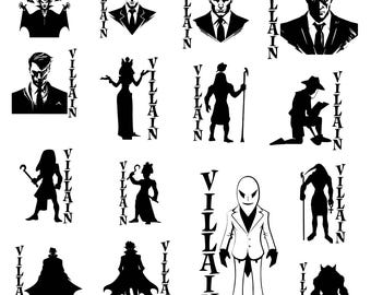 Paquete Svg de villanos, clipart de villanos para Cricut, silueta de villanos, vector de villanos, diseños de camisetas, archivos de corte de villanos.