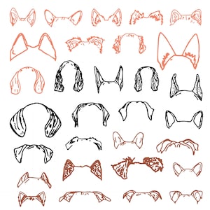 Dog Breed Ears Svg Bundle, Dog Ear Outline Clipart For Cricut, Dog Ear Silhouette, Dog Ear Cut Files, Dog Ear Vector, Dog Ear Decal.