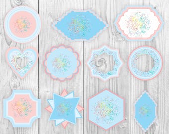 Shaker Cake Topper Svg BUNDLE, Birthday Cake Topper Svg, Shaker Layer Strips, Scalloped Shaker Svg, Layered Svg, 3D Shaker, Instant Download