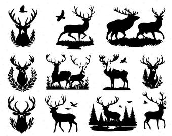 Deer SVG Bundle, Deer Clipart, Forest Deer svg, Deer Forest svg, Cut files for Cricut, Forest svg, Deer Head svg, Antlers svg, American Deer