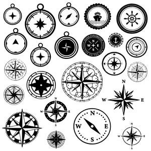 Compass Svg Bundle, Compass Clipart For Cricut, Nautical Silhouette, Compass Vector, Compass Designs, Compass Cut Files.