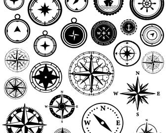 Kompas SVG-bundel, kompas clipart voor Cricut, nautisch silhouet, kompas vector, kompas ontwerpen, kompas gesneden bestanden.