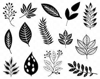 Leaves Svg Bundle, Leaves Png, Hand Drawn Leaves SVG, Leaf Svg, Botanical clipart, Greenery Svg, Leaf vector cut files Digital Download