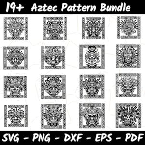 Aztec Pattern SVG Bundle, Intricate Tribal Digital Files, Vector Aztec Design Pack, Png Dxf Eps for Cricut, Laser Cutting, Digital Download