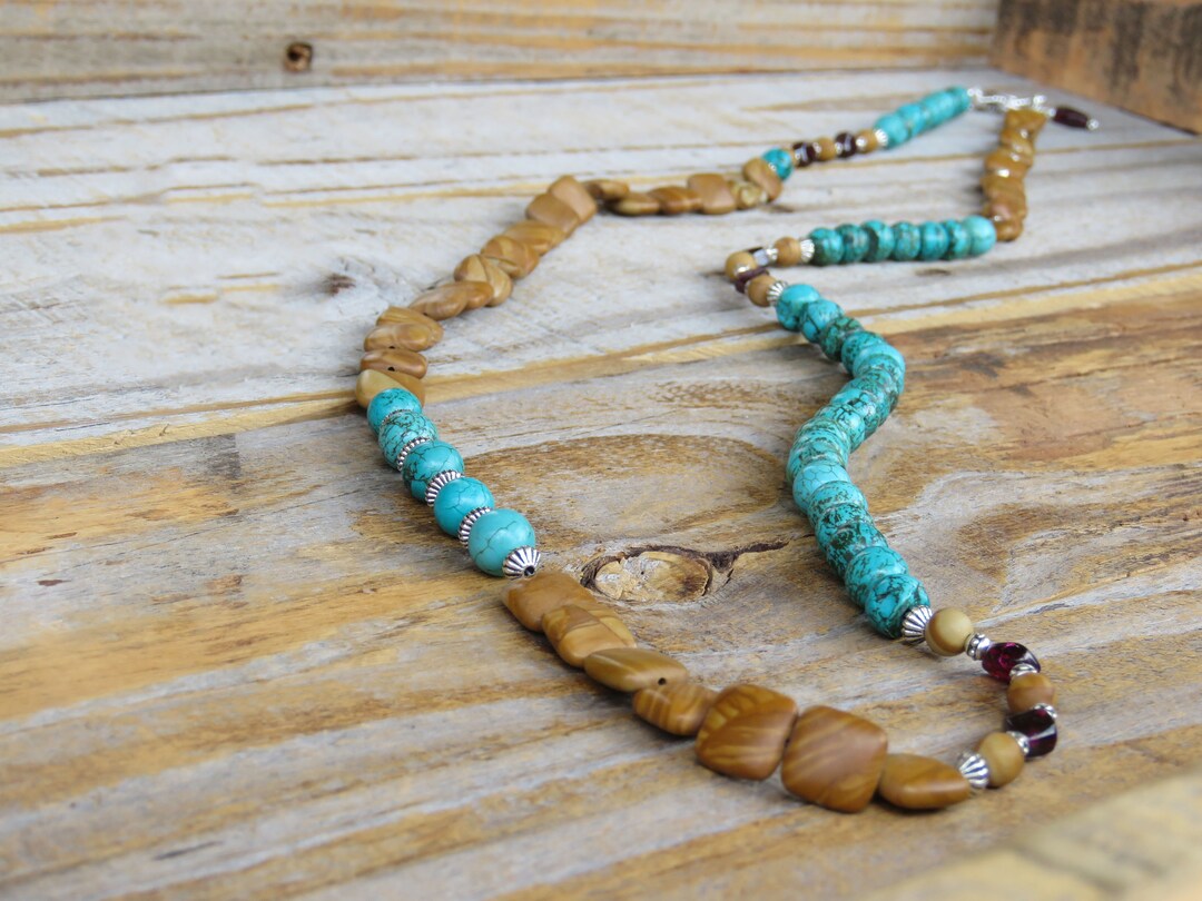 Collier Argent 925 Multicolore Avec Pierres Naturelles (magnésite, Opale, Grenat, Etc.) - Bimonia Neuf
