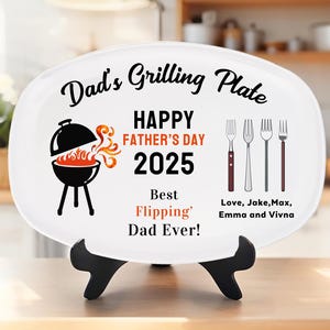 Personalized Dad&#39;s Grilling Platter,Custom Daddy&#39;s Grilling Plate with Kids&#39; Names,Father&#39;s Day Gifts,Funny Gifts for Dad,Birthday Gifts