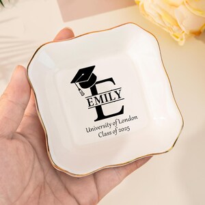Personalized Graduation Gift Jewelry Dish,Custom Name Ring Dish,Graduation Gift for Her,College Graduation Gift,Best Friend Grad Gift