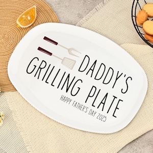 Custom Dad's Grilling BBQ Plate,Personalized Father's Platter Gifts,Father's Day Gift For Dad Grandpa,Grilling Platter Papa Dad Gift