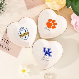 Custom College Jewelry Dish with Logo,Graduation Jewelry Dish,College Trinket Jewelry Dish,Personalized Graduate Gift,Daughter Grad Gift