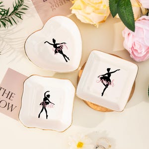Dance Jewelry Dish Personalized Trinket Dish,Gift for Dancer,Ballet Ring Dish,Dance Teacher Gifts,Custom Dance Team Gifts for Girls