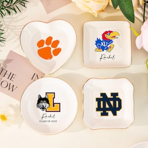 Custom University Logo Trinket Ring Dish,Graduation Jewelry Dish,Custom Graduation Gifts for Her,Class of 2025 College Graduation Gifts