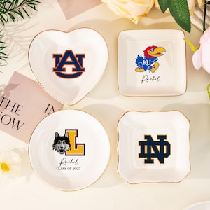 Custom University Logo Trinket Ring Dish,Personalized Graduation Gift for Her,Graduation University Jewelry Tray,2025 Graduate Gifts