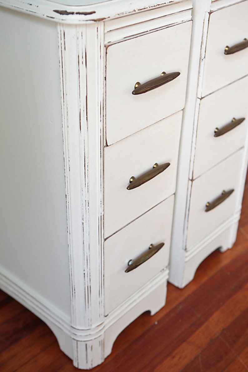 Narrow pair nightstand s shabby chic white cottage antique Etsy