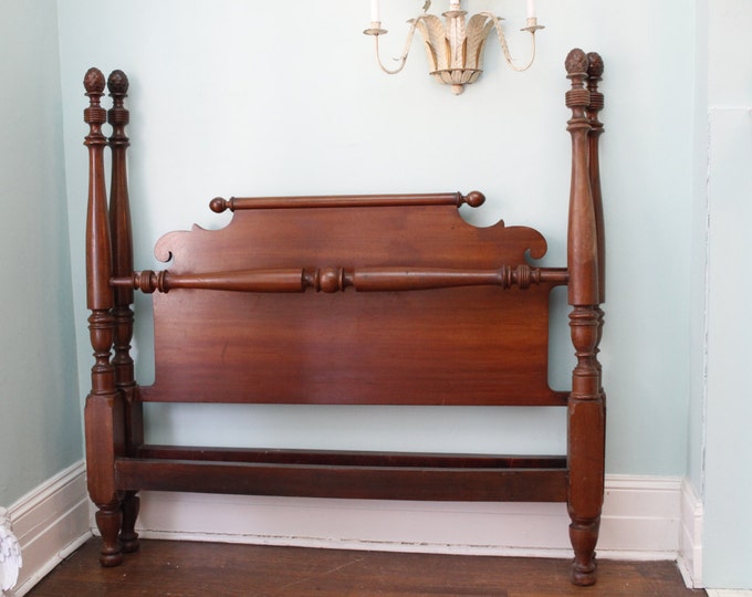 Mahogany Queen Bed Frame Vintage Antique Modified to Queen Size From — free download