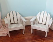 pair childs adirondack chair s white distressed beach cottage shabby chic vintage  set of 2
