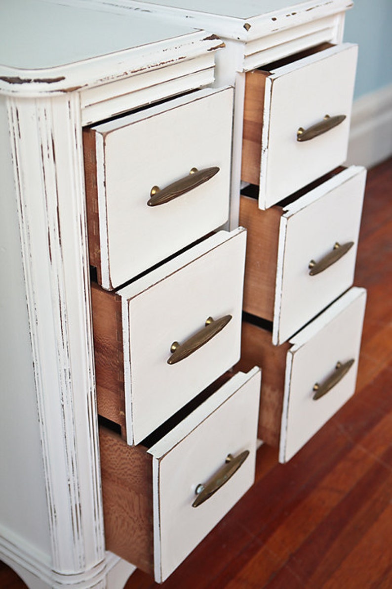 Narrow pair nightstand s shabby chic white cottage antique Etsy