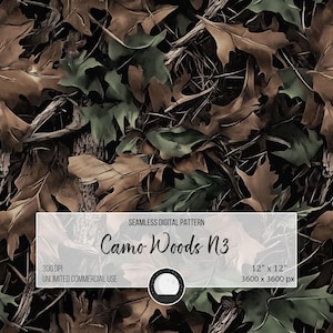 Leaf Camouflage Seamless Pattern: Nature-Inspired Camo Design (Digital Download)