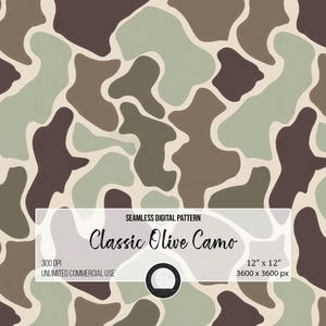 Classic Green Camo Seamless Pattern: Vintage Duck Hunter Style (Digital Download)